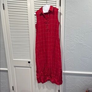 Cold Water Creek window pane check linen dress